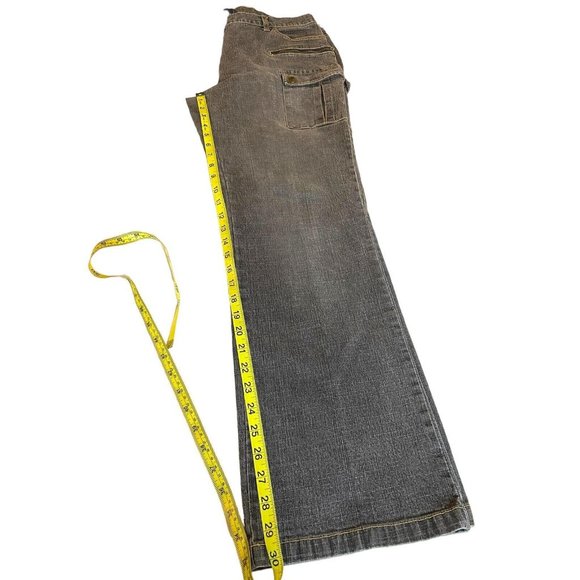 INC International Concepts Cargo Jeans Size 12 Grey Straight Leg 9 Pockets - Picture 10 of 10